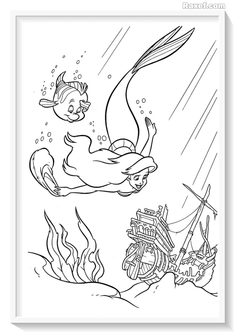 Категория Раскраски с барби по серии мультфильмов для девочек Барби русалки плавают с дельфином