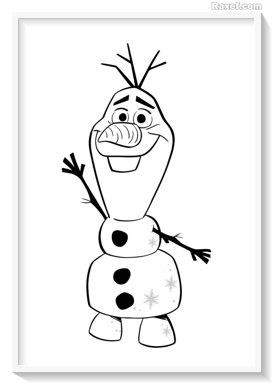 Снеговик Олаф - скачать и распечатать раскраску. снеговик